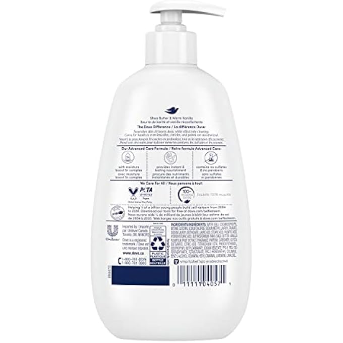 Dove ADVANCED CARE HAND WASH SHEA BUTTER & WARM VANILLA 4 COUNT FOR SOFT, SMOOTH SKIN, MORE MOISTURIZERS THAN THE LEADING ORDINARY HAND SOAP, 12 OZ - Image 2
